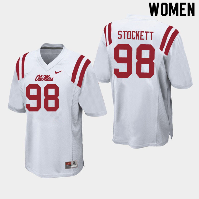 Lawson Stockett Ole Miss Rebels NCAA Women's White #98 Stitched Limited College Football Jersey DNG1158LS